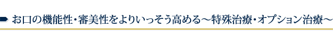 お口の機能性・審美性をよりいっそう高める～特殊治療・オプション治療～